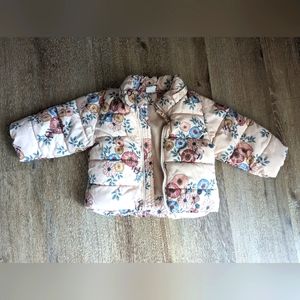 Flower print puffy jacket